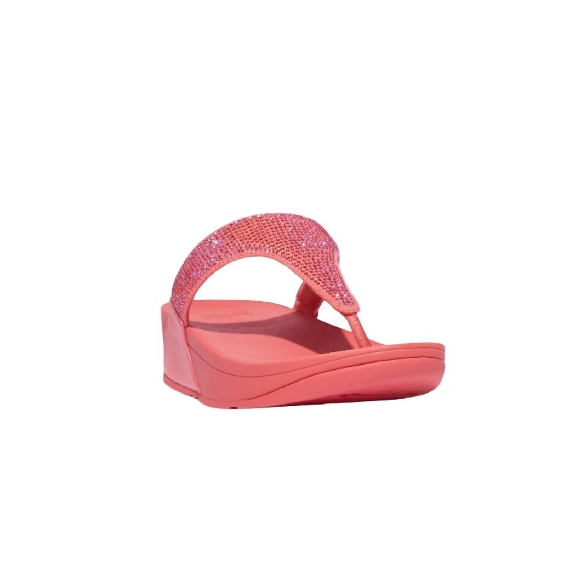 High-End Casual Shoes Women's Lulu Crystal Embellished Sandals In Rosy Coral