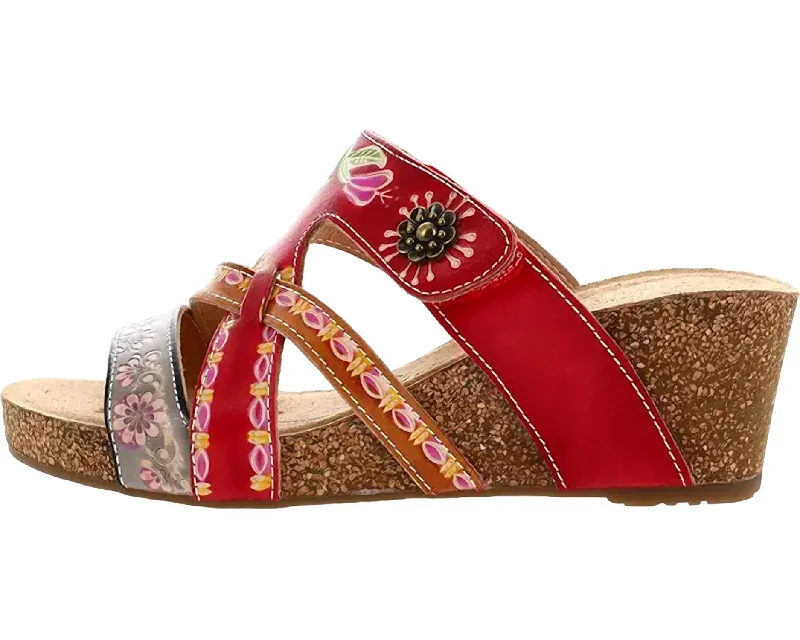 Comfortable Motion Flexible Shoes Women's Swan Slip On Sandals In Red Multi