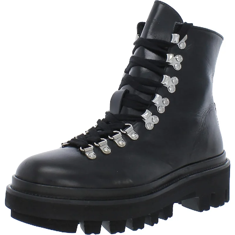 Stylish Looks All Saints Womens Wanda Leather Embossed Combat & Lace-up Boots