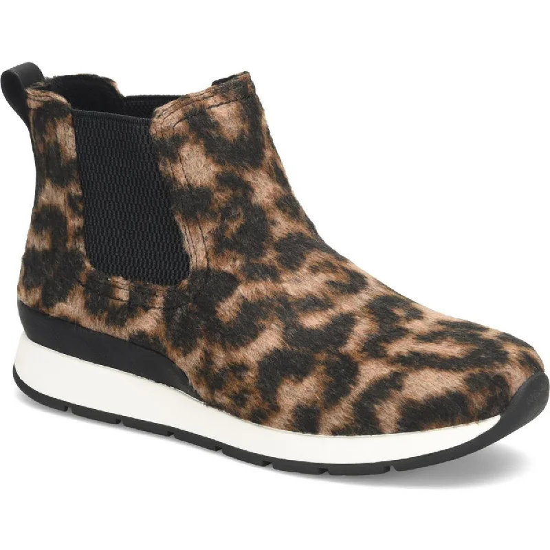 Classic Chic Deals B.O.C. Womens Kara Faux Fur Animal Print Chelsea Boots