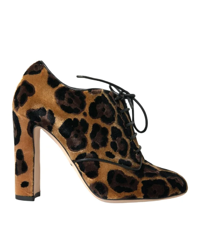 Comfortable Shoes Promotion Dolce & Gabbana  Leopard Print Velvet Ankle Boots