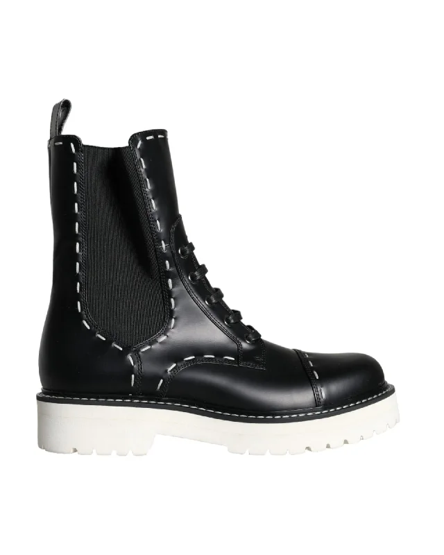 Non-Slip Shoes Dolce & Gabbana  Lace-Up Chelsea Boots - Black