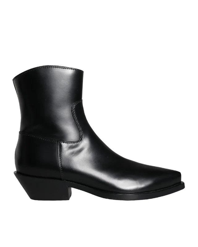 Effortless Slip-On Shoes Dolce & Gabbana  Black Leather Cowboy Boots