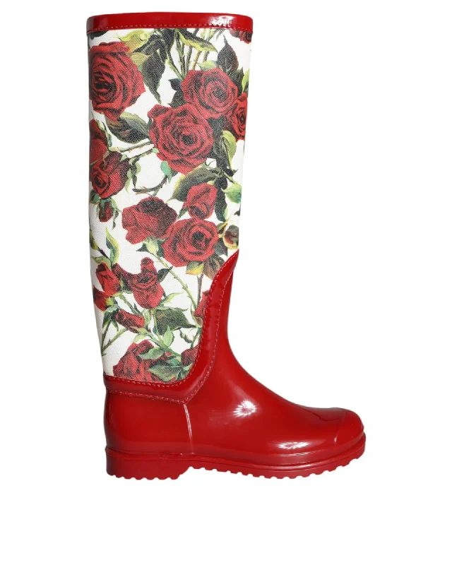 Comfortable Formal Shoes Dolce & Gabbana  Rose Print Rain Boots for Women