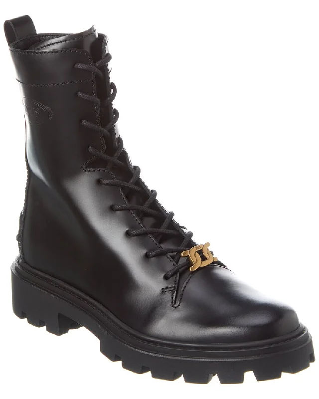 Flash Sale Or Flash Sales Tod’S Logo Leather Combat Boot