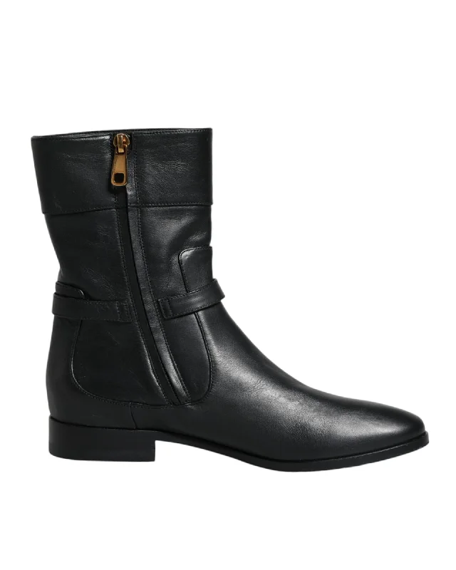 Comfortable Casual Shoes Dolce & Gabbana  Women's Mid-Calf Boots in Black Leather