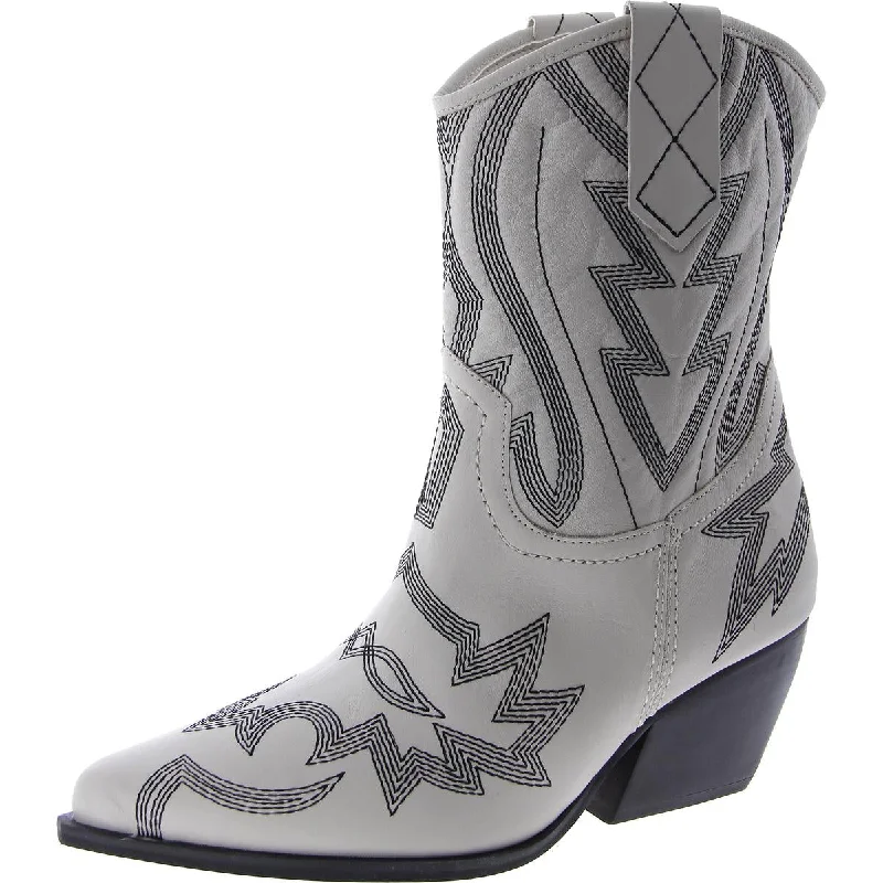 Comfortable Business Shoes Leo Womens Leather Mid-Calf Cowboy, Western Boots