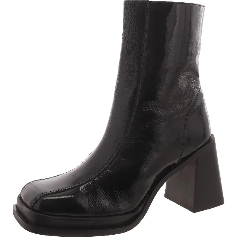 All-Day Comfort Shoes Womens Patent Square Toe Ankle Boots