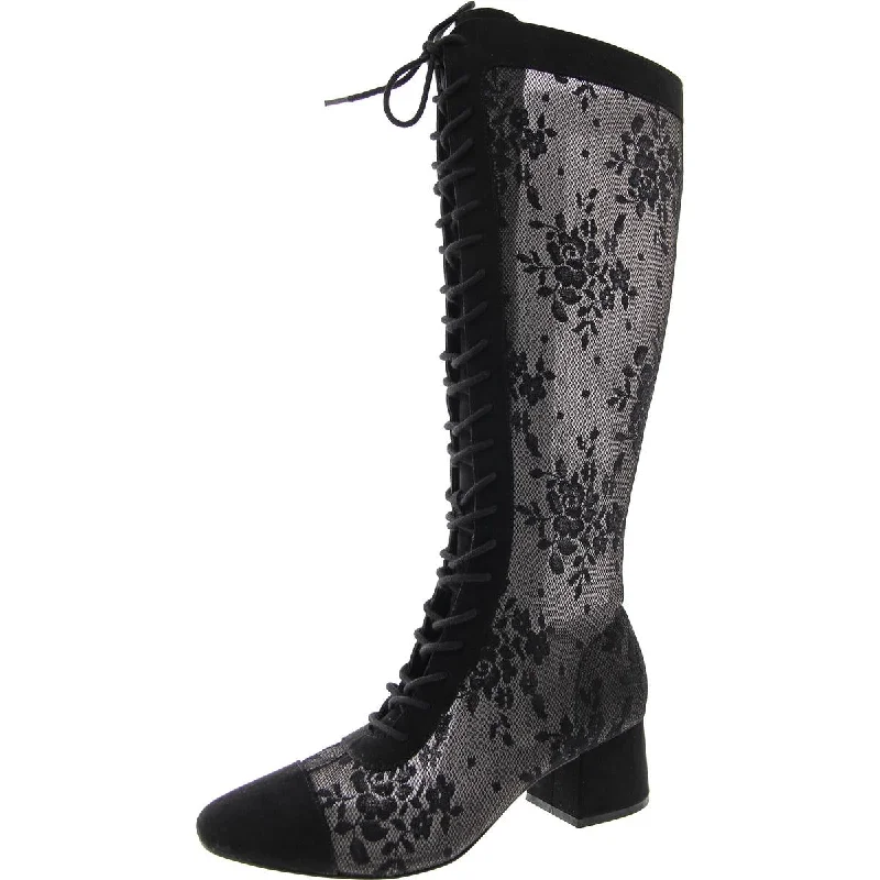 Comfortable Fashion Shoes Ebony Womens Lace-Up Zipper Knee-High Boots