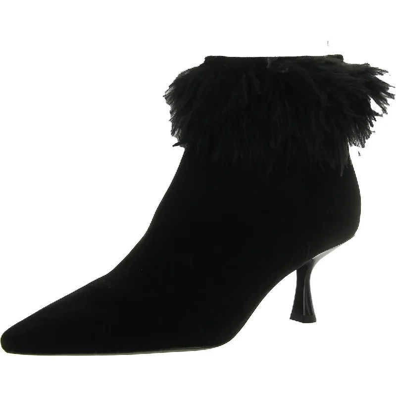 Chic Styles MARABOU BOOTIE Womens Leather Pointed toe Booties