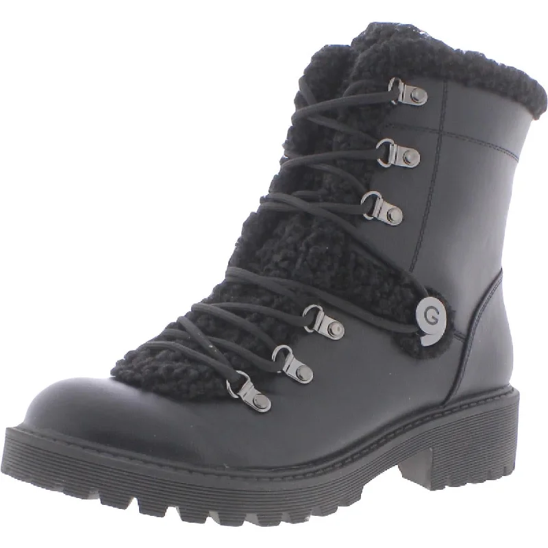 Fashion Sale Sherry Womens Faux Leather Faux Fur Combat & Lace-up Boots