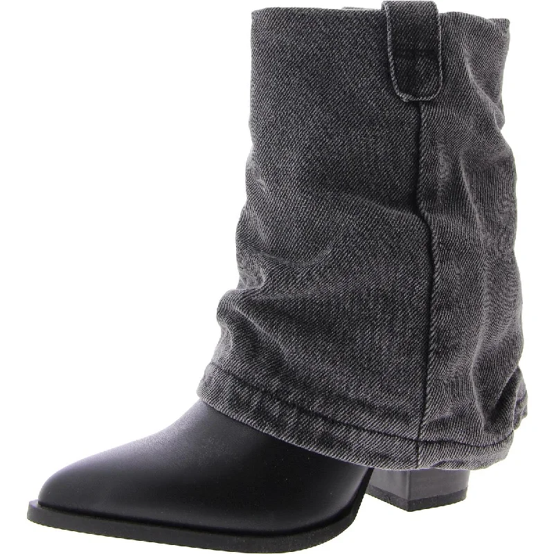 Effortless Style, Endless Impact Lavish Womens Denim Block Heel Ankle Boots