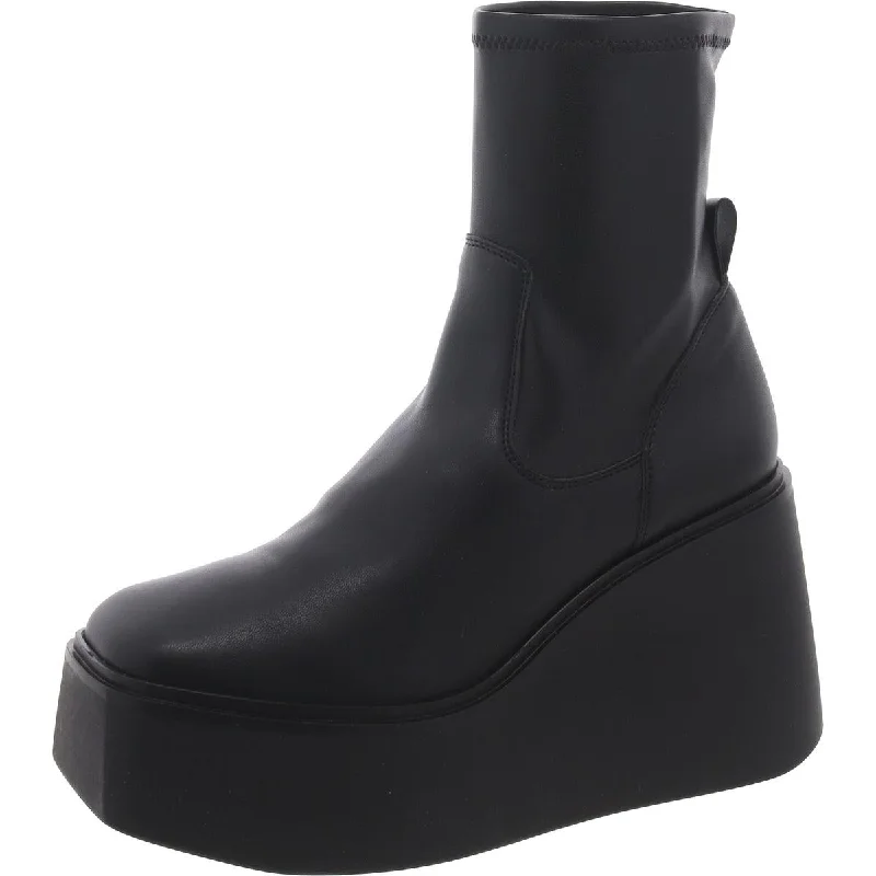 Style Breakthroughs Carter Womens Faux Leather Wedge Ankle Boots