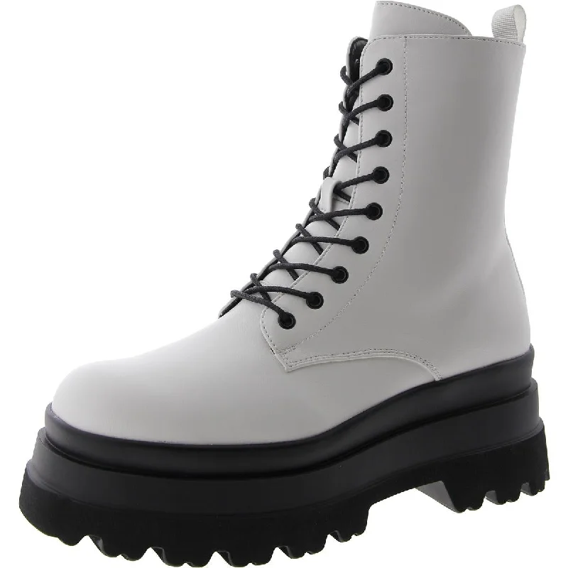 Get The Latest Trends Luka Womens Leather Plaform Combat & Lace-Up Boots