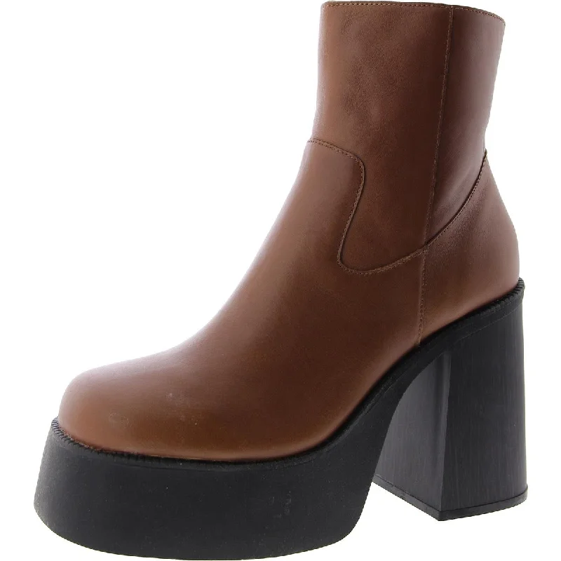 Step Ahead, Lead The Trend Acacia Womens Leather Block Heel Ankle Boots