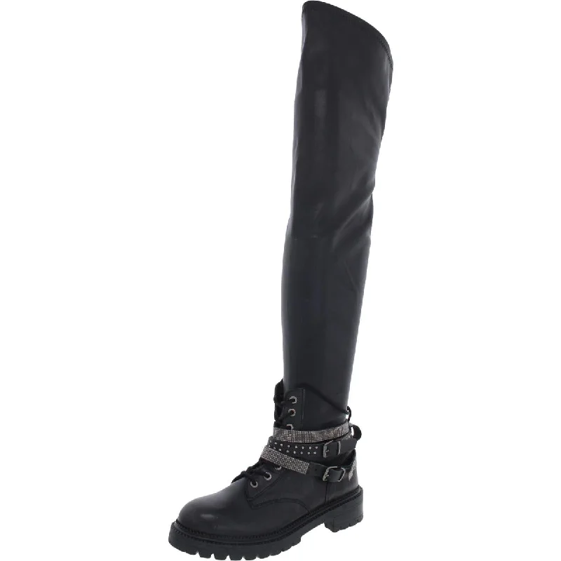 Huge Price Cut Bronte Womens Leather Rhinestone Thigh-High Boots