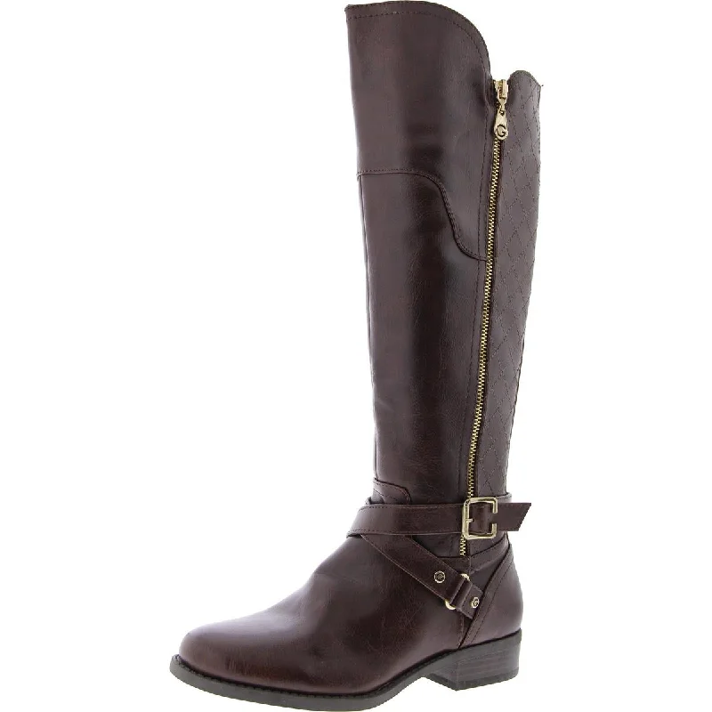 Essentials On Sale Womens Faux Leather Zipper Knee-High Boots