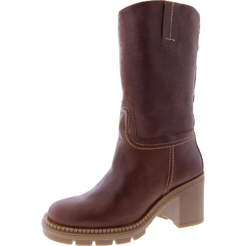 Quick Grab Deals Emaline Womens Leather Pull On Mid-Calf Boots