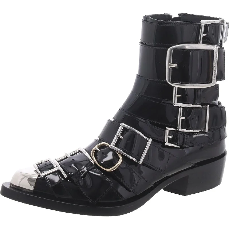 Trend Leading Collection Womens Patent Leather Zipper Booties