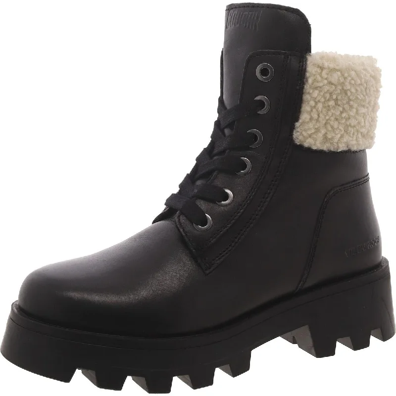 Edgy Fashion Deals Stella Womens Faux Leather Zipper Combat & Lace-Up Boots