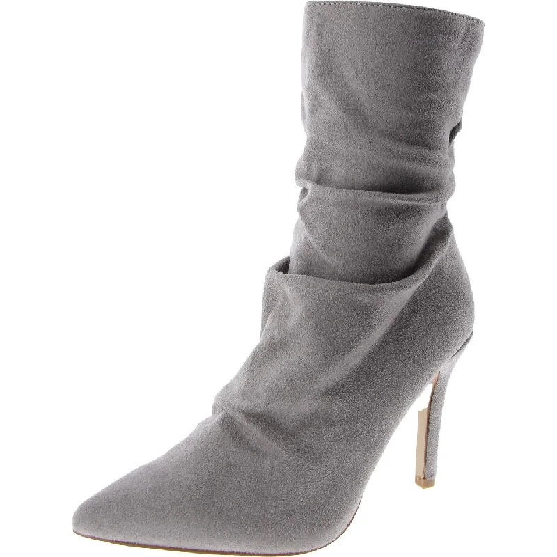 Slip-Resistant Footwear Promotion Womens Pointed Toe Slip On Mid-Calf Boots