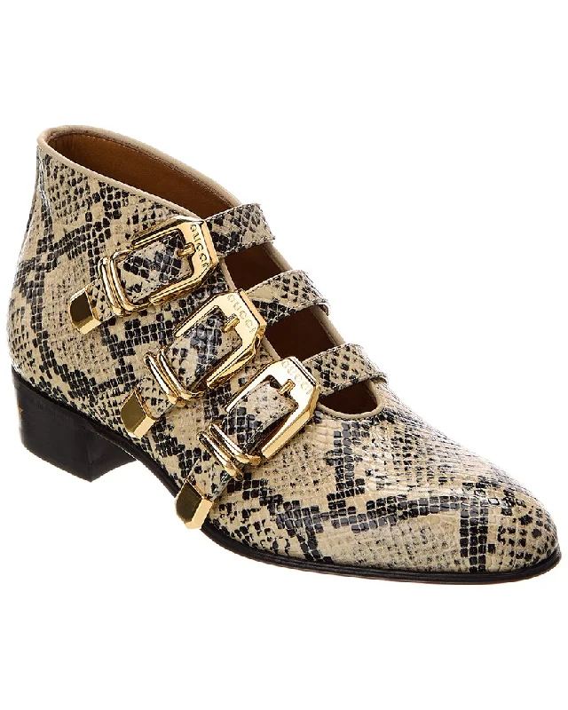 Classic Chic Deals Gucci Python-Embossed Leather Bootie