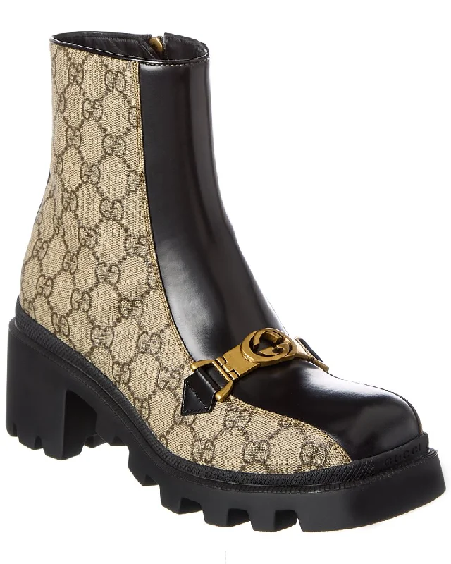 Sophisticated Street Style Offers Gucci Interlocking G Horsebit Gg Supreme Canvas & Leather Boot