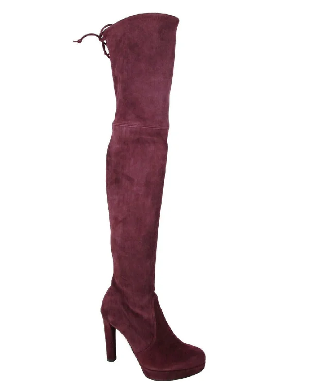 Spring Fashion Stuart Weitzman Women's Bordeaux Suede Over-the-knee Platform Boot