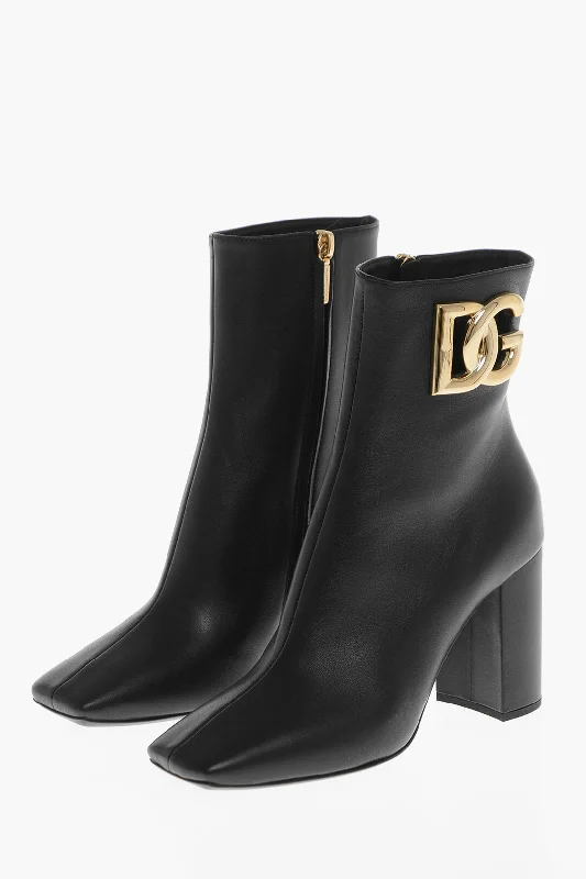 Stylish All-Day Wear Shoes Dolce & Gabbana Leather JACKIE Booties with Side Logo 9cm 36 Shoes EU