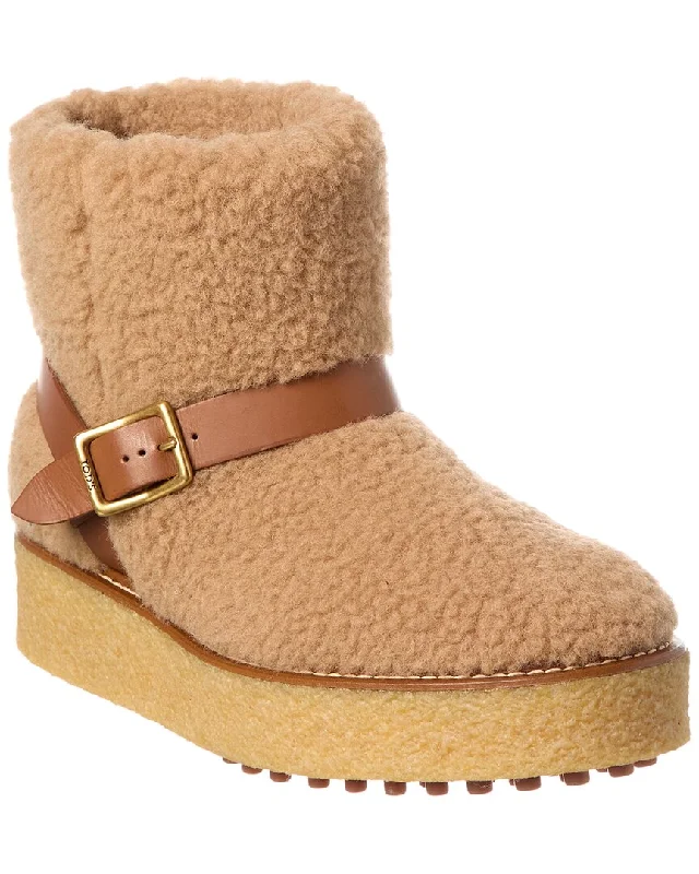 Stylish Casual Footwear Tod’S Shearling & Leather Platform Boot