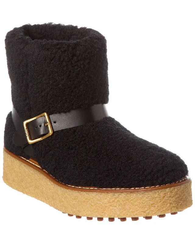 Fashion Essentials Tod’S Shearling & Leather Platform Boot