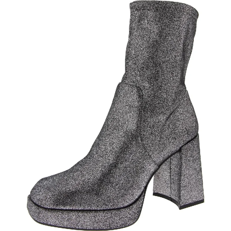 Modern Flat Shoes Offers Bri Stretch Boot Womens Pull On Square Toe Mid-Calf Boots