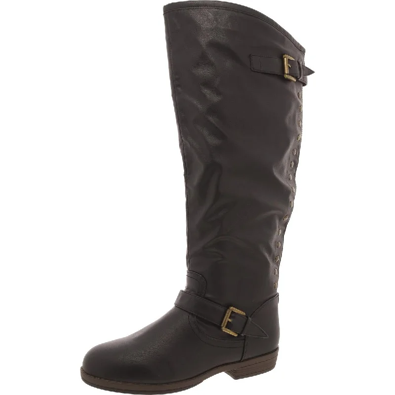 Premium Footwear Sale Womens Faux Leather Zipper Knee-High Boots