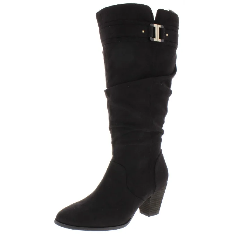 Limited Stock, Big Sale Dr. Scholl's Shoes Womens Devote Faux Suede Wide Calf Riding Boots