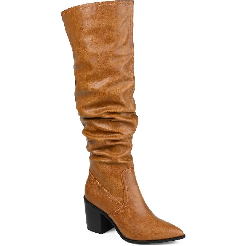 All-Day Comfort Shoes Sale Journee Collection Womens Faux Leather Almond Toe Knee-High Boots