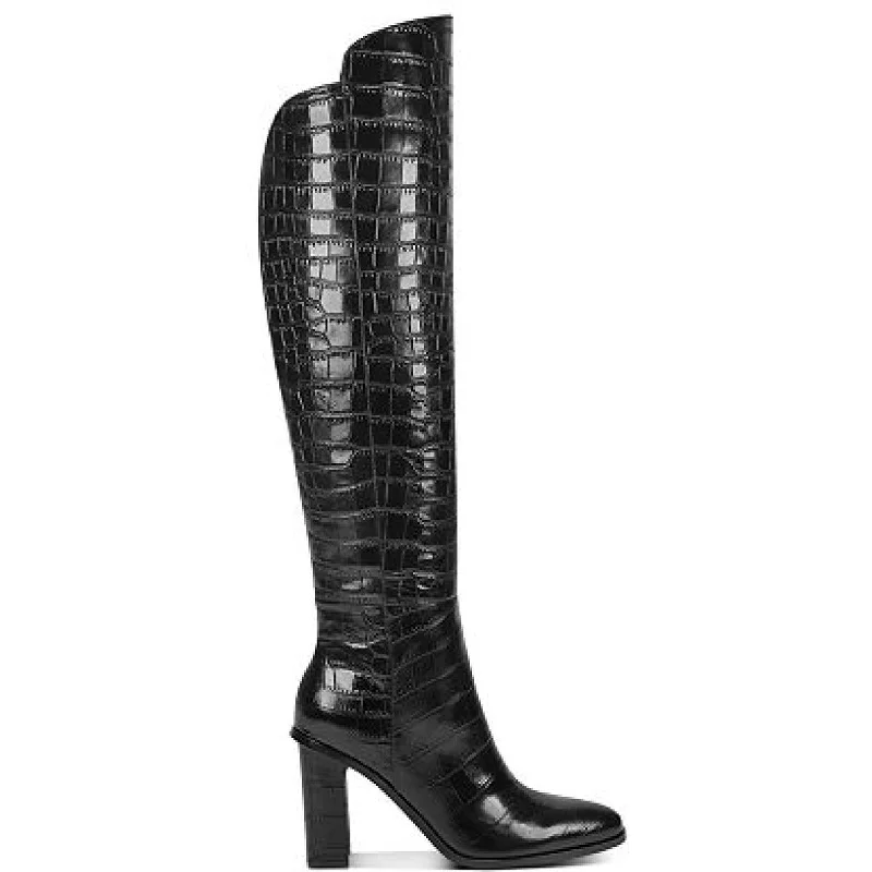 Exclusive Sale Marc Fisher LTD Womens Unella Leather Embossed Knee-High Boots