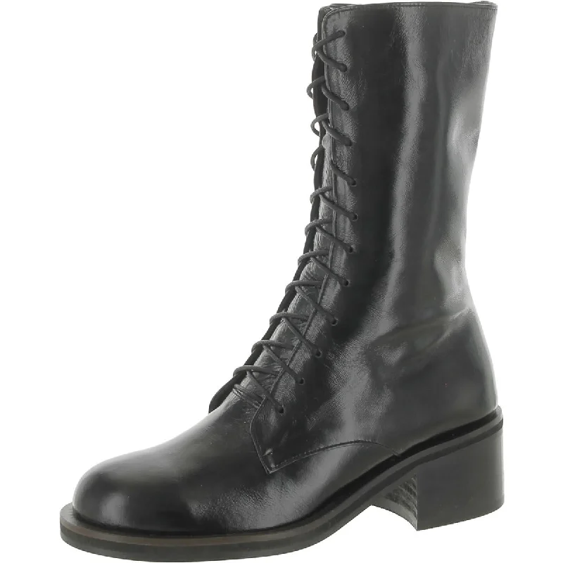 Bold Fashion Footwear Reike Nen Womens RN4SHO46 Faux Leather Combat Mid-Calf Boots