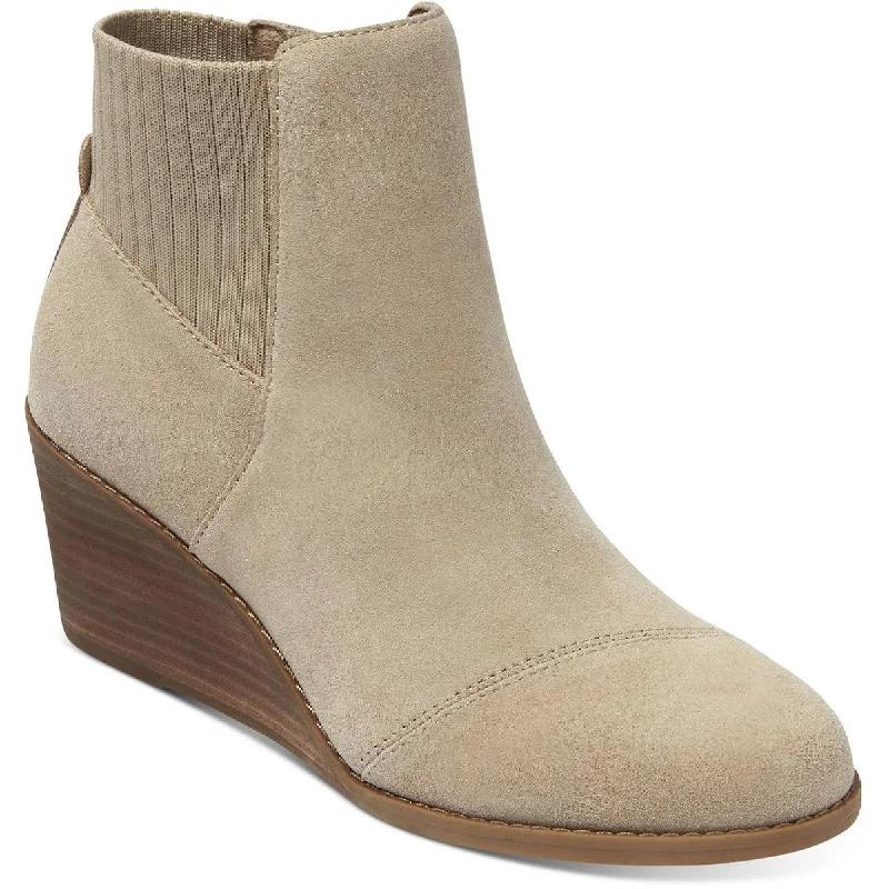 Unleash Your Trendy Side Toms Womens Sadie Suede Round Toe Wedge Boots