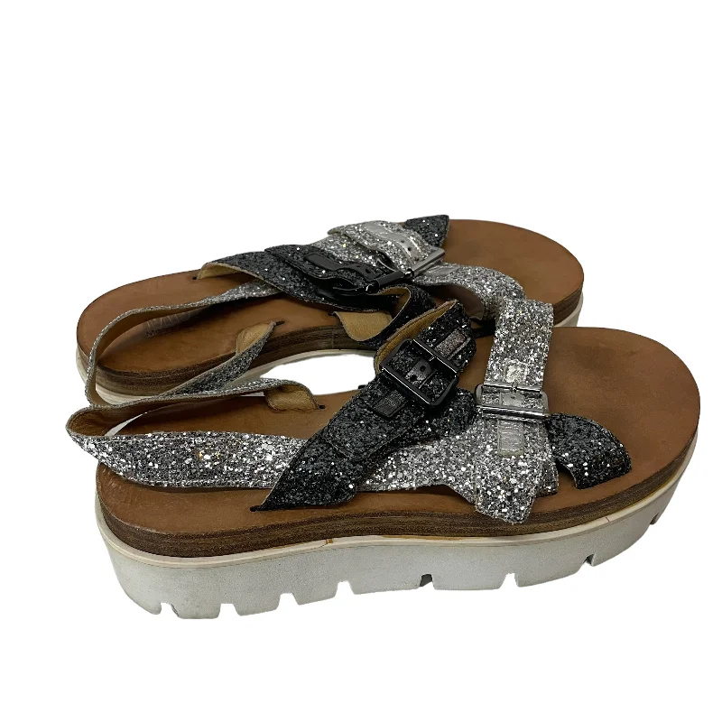 Casual Fashion MM6/Sandals/EU 38/Polyester/WHT/GLITTER SANDALS / WOOD SOLE