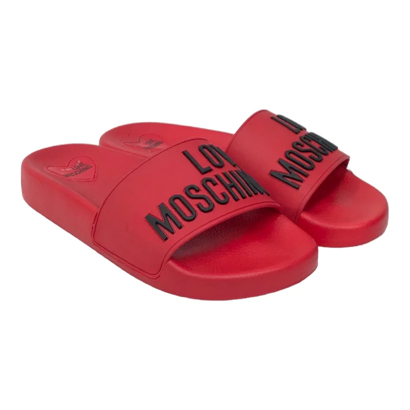 Discount Store LOVE MOSCHINO/Sandals/US 5/RED/LOVE MOSCHINO SLIDES