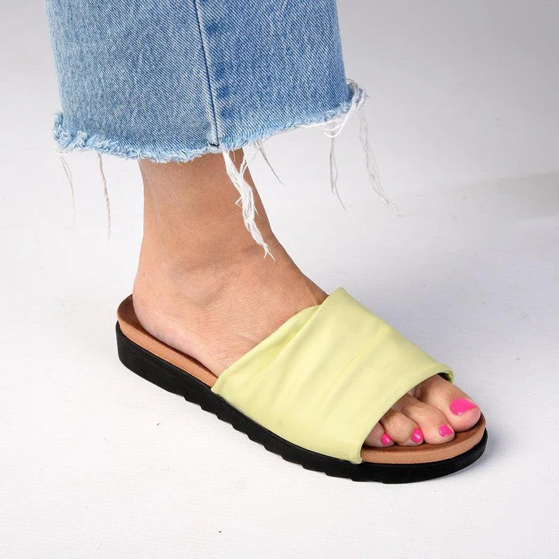 Holiday Attire Sale Cabo ladies Flat Push In Sandal - Lime