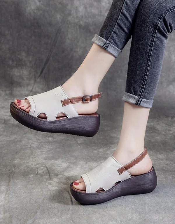 Stay Ahead In Style Fashion Leather Women Open Toe Sandals White 41