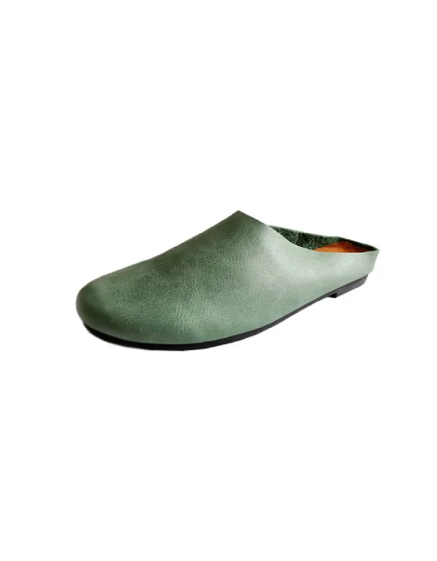 Mega Sale Handmade Retro Soft Leather Flat Slippers