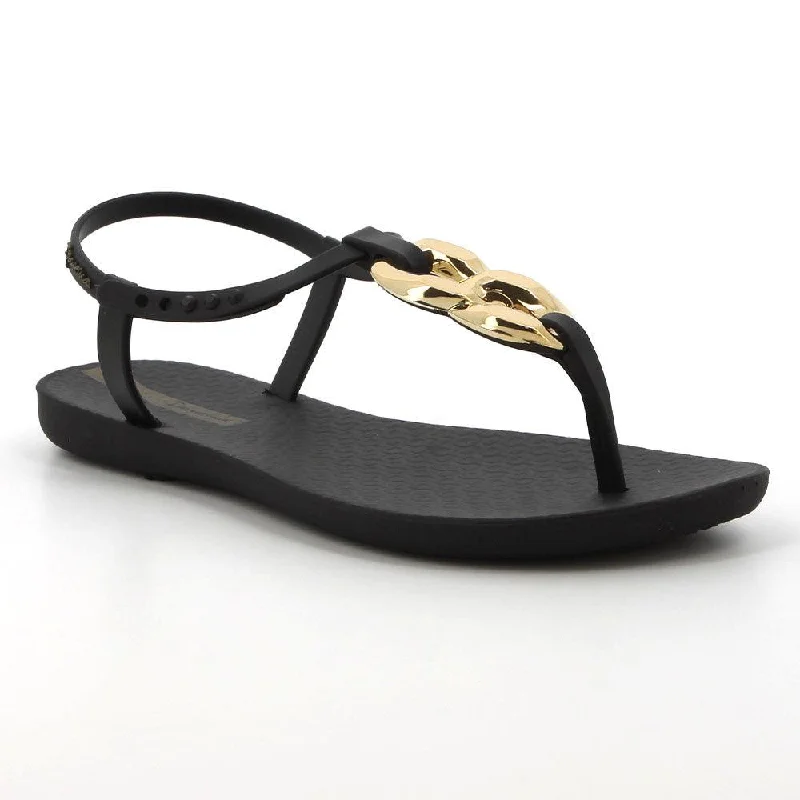 Premium Casual Footwear Ipanema Slingback Sandal With Trim  - Black/Gold