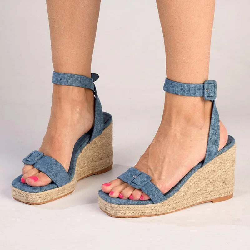 Fashionable Casual Footwear Offers Madison Annabella Espadrille Wedge - Denim