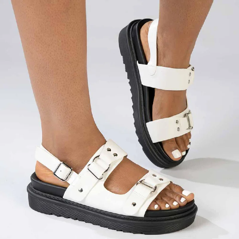 Comfortable Outdoor Shoes Madison Jagger Double Strap Footbed Sandal - White