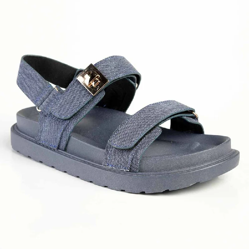 Sophisticated Street Style Offers Madison Jamie Double Strap Footbed Sandal - Denim