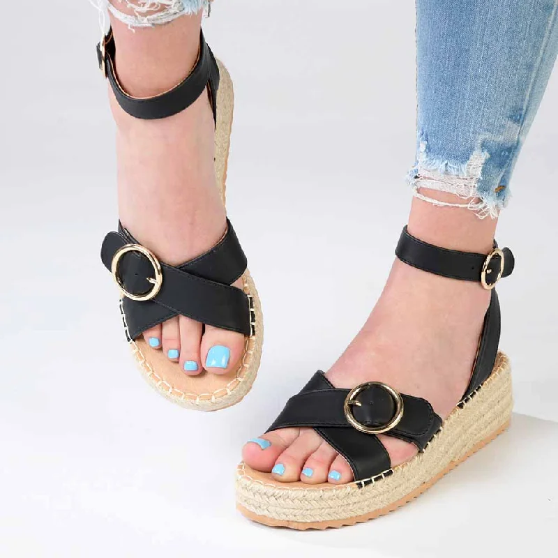 Limited Time Offers Madison Lilith Crossover Espadrille Sandal - Matt Black