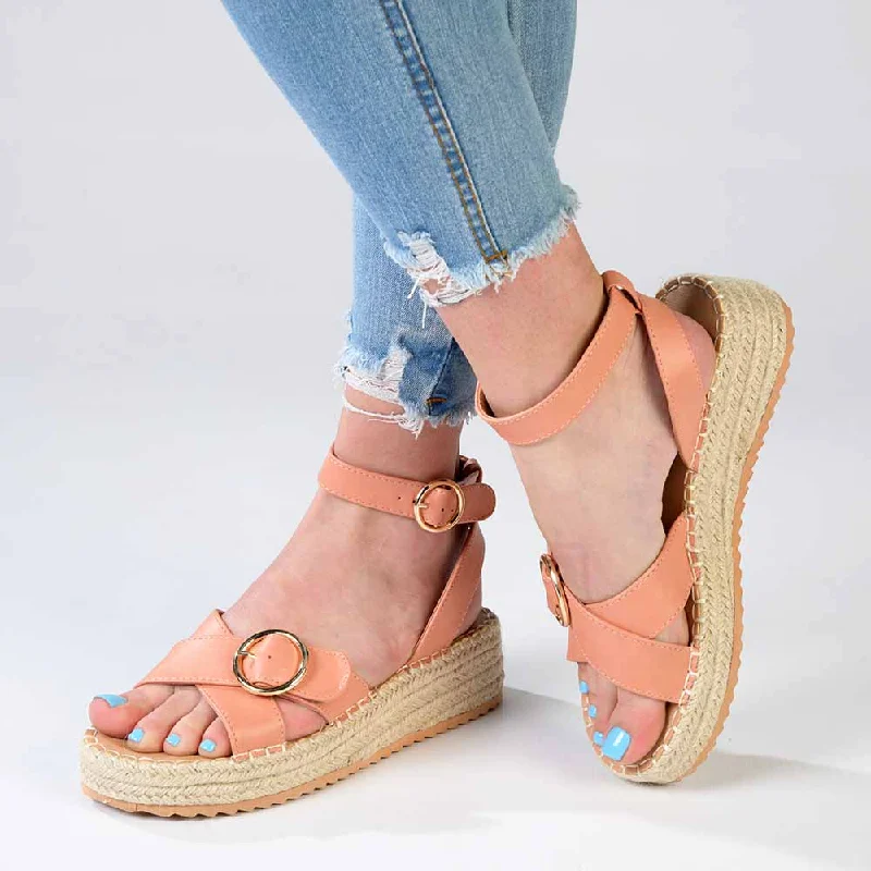 Limited Stock Madison Lilith Crossover Espadrille Sandal - Matt Peach