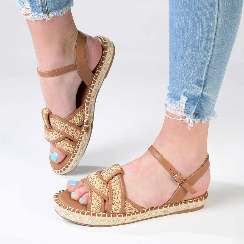 Bold Fashion Sales Madison Lylah Crossover Espadrille Sandal - Chocolate